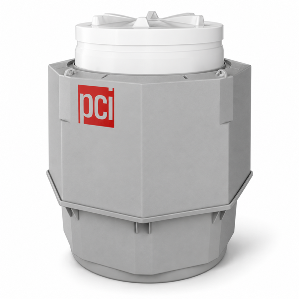 PCI tank sumps feature 100% fiberglass construction, and a watertight Twist-Lok™ cover.